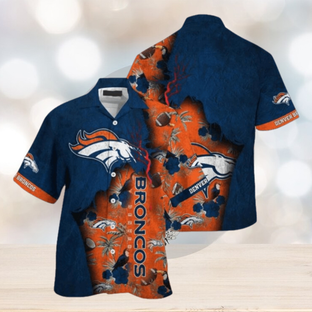 NFL Denver Broncos Navy Blue Orange Hawaiian Shirt - Limotees