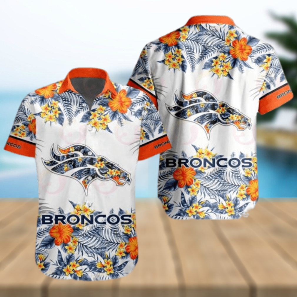 NFL Denver Broncos Special Hawaiian Design With Flowers And Big Logo Button Shirt - Limotees