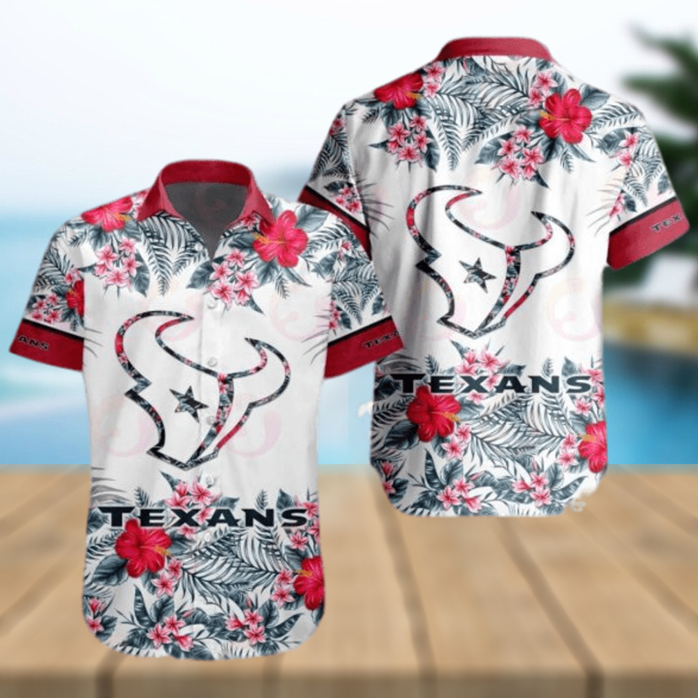 NFL Houston Texans Special Hawaiian Design With Flowers And Big Logo Button Shirt - Limotees