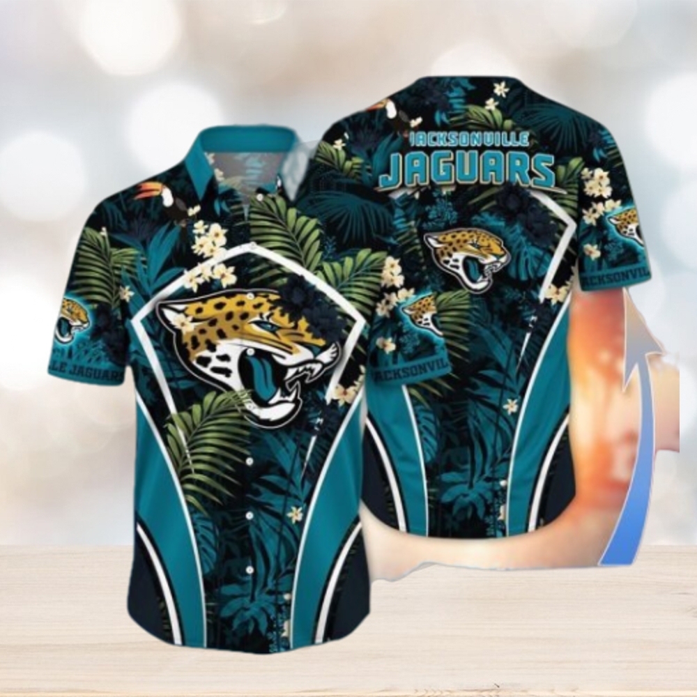 NFL Jacksonville Jaguars Custom Name Flower Summer Tropical Hawaiian Shirt - Limotees