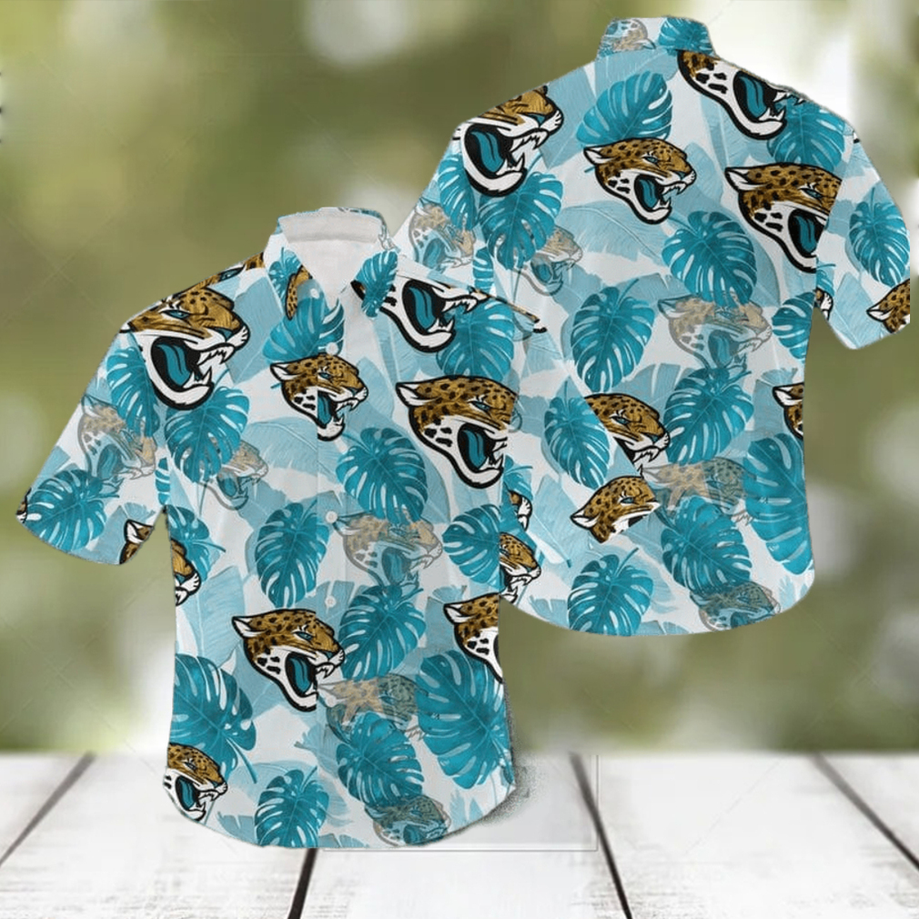 NFL Jacksonville Jaguars Logo Leaf 3D Hawaiian Shirt For Fans Gift Summer - Limotees