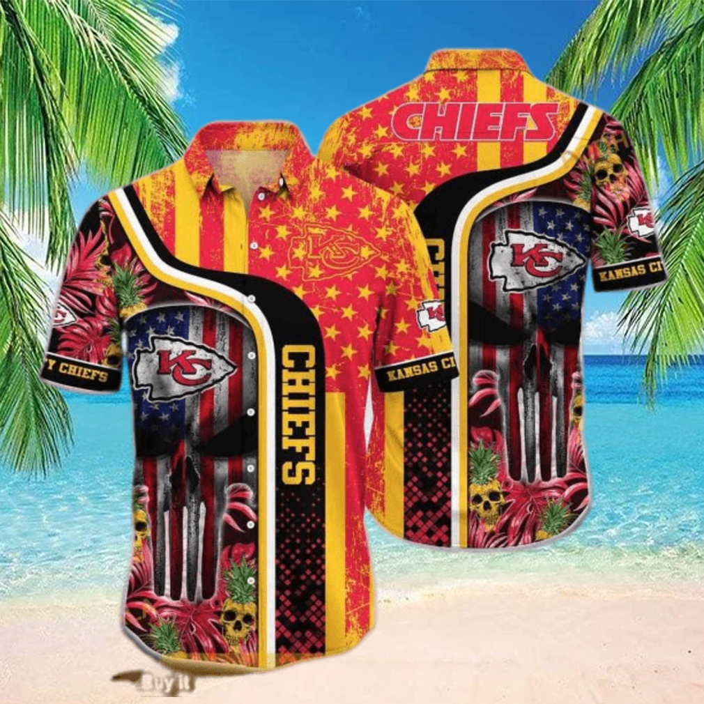 NFL Kansas City Chiefs Hawaiian Shirt Skull Tropical Beach Gift For Friend - Limotees