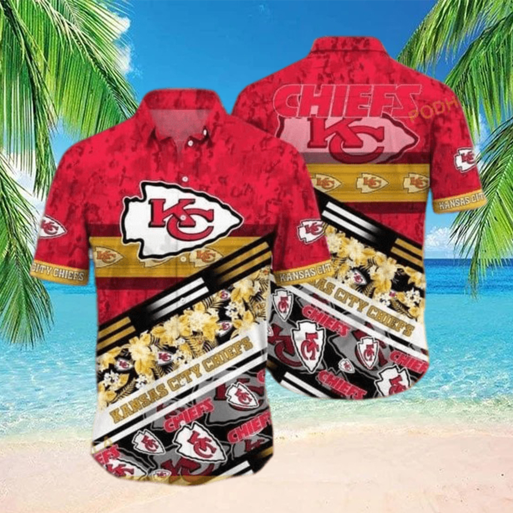 NFL Kansas City Chiefs Hawaiian Shirt Tropical Palm Leaves - Limotees