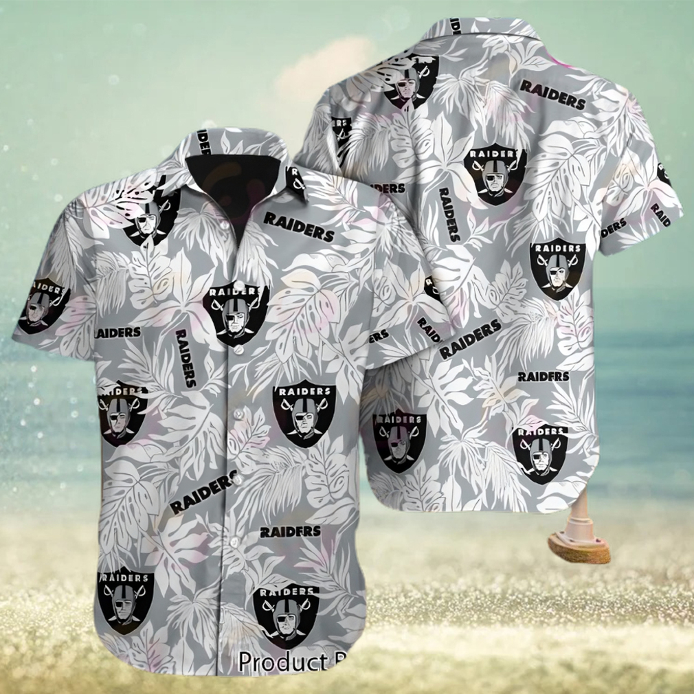 NFL Las Vegas Raiders Special Hawaiian Tropical Leaves Design Button Shirt - Limotees