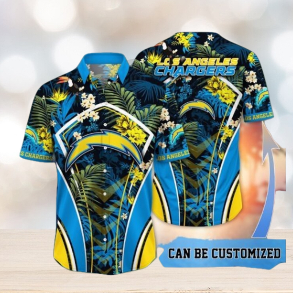 NFL Los Angeles Chargers Custom Name Flower Summer Tropical Hawaiian Shirt - Limotees