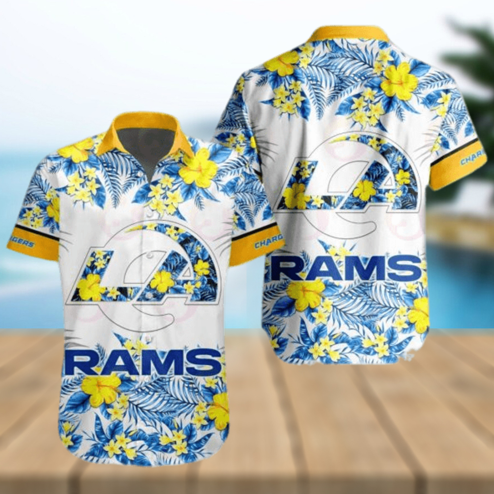 NFL Los Angeles Rams Special Hawaiian Design With Flowers And Big Logo Button Shirt - Limotees