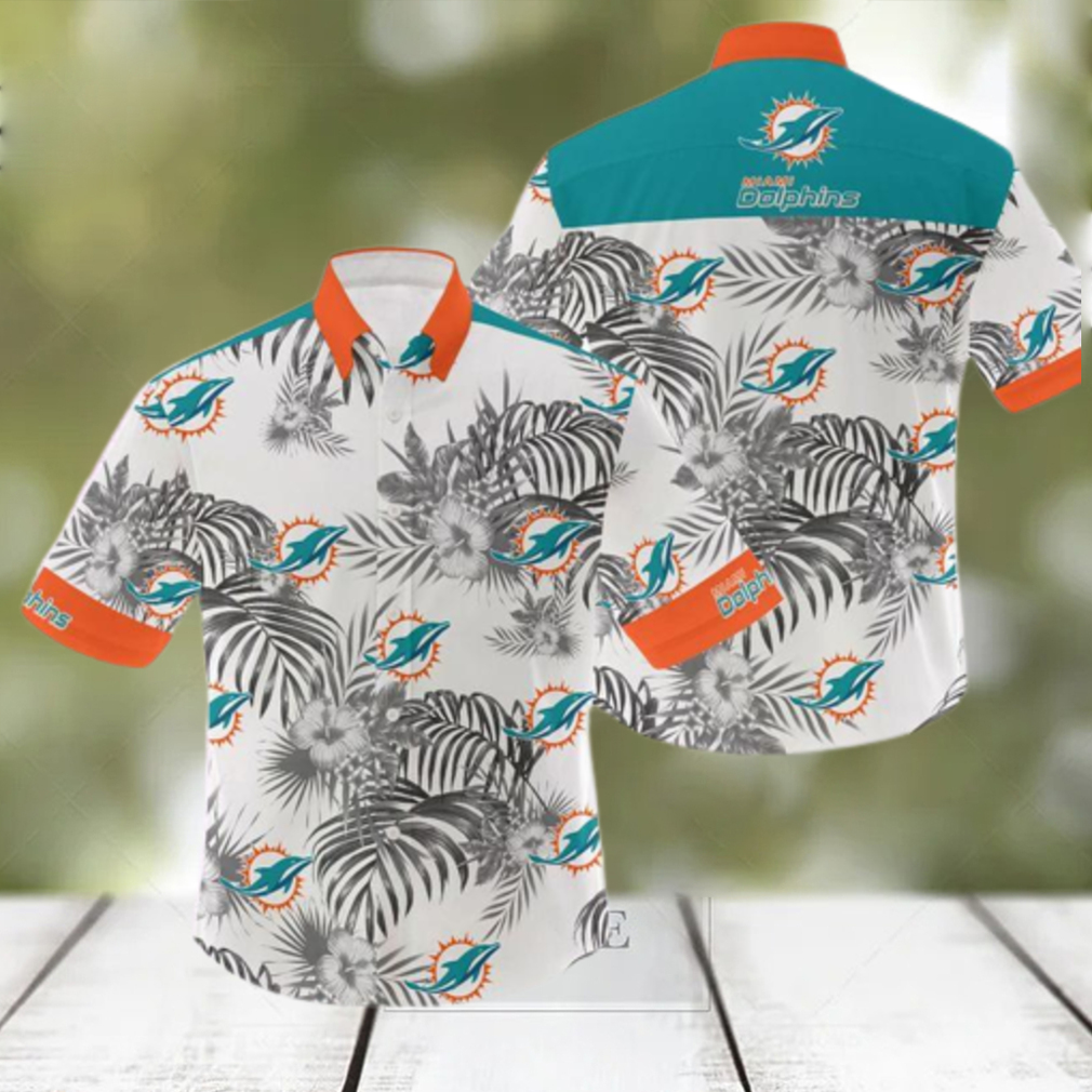 NFL Miami Dolphins 3D Flowers Leaf Hawaiian Shirt Summer Hot Gift For Fans - Limotees