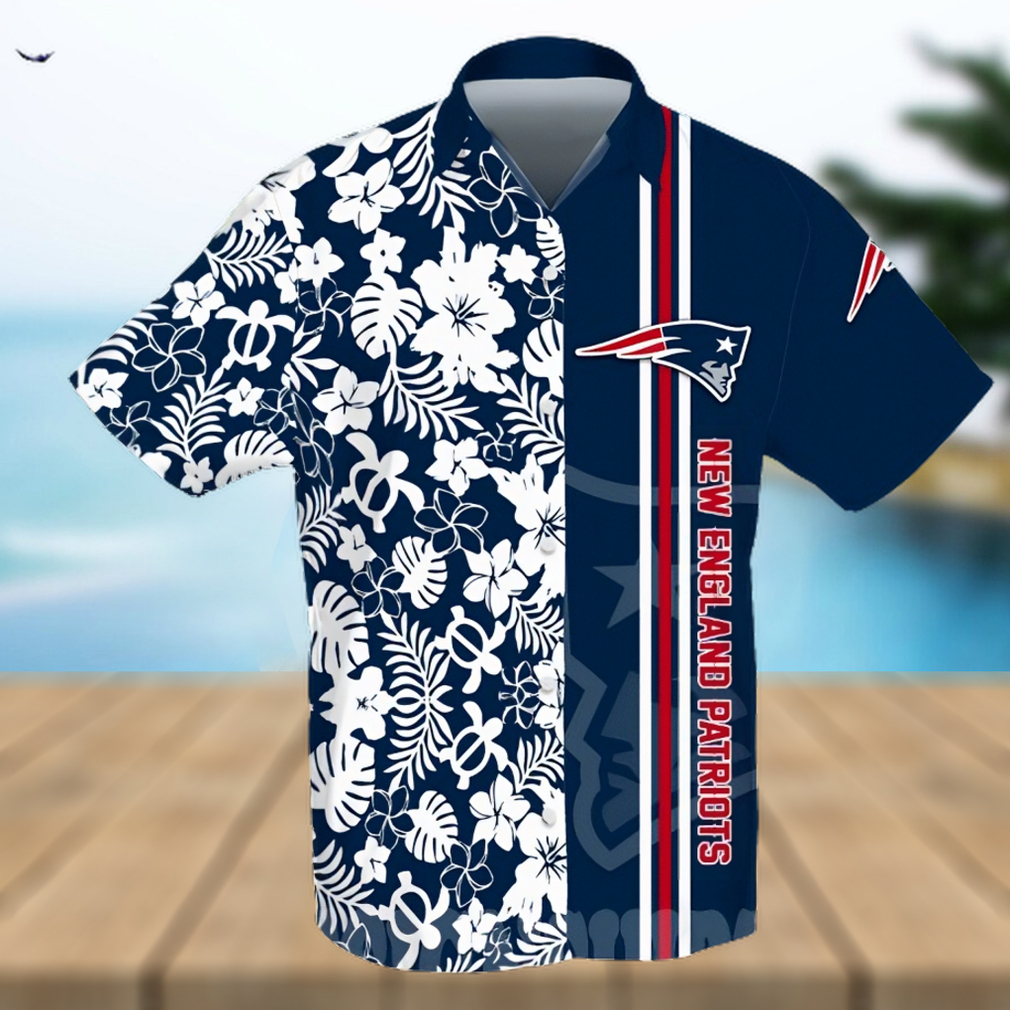 New England Patriots All Over Print Flowery Short Sleeve Dress Shirt Hawaiian Summer Aloha Beach Shirt - Limotees