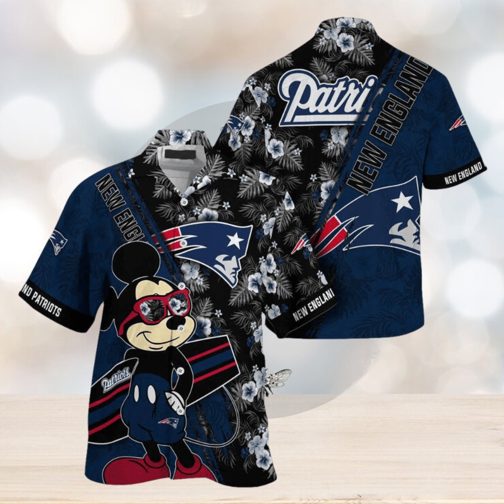 New England Patriots NFL Summer Hawaii Shirt Mickey And Floral Pattern For Sports Fans - Limotees