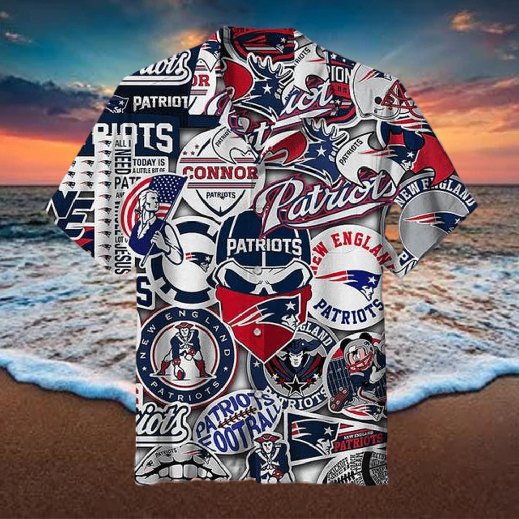 New England Patriots Striped Men’s Hawaiian Shirt - Limotees