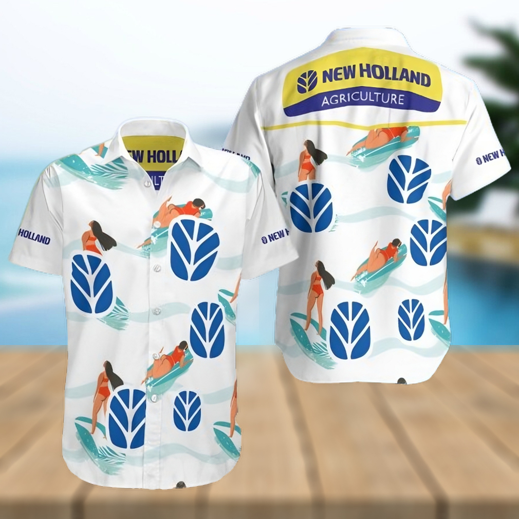 New Holl And Agriculture All Over Print Summer Short Sleeve Hawaiian Beach Shirt – White - Limotees