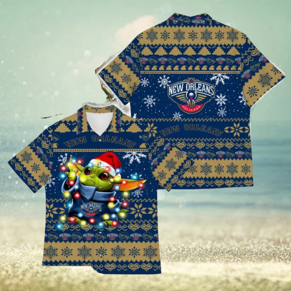 New Orlean Pelicans Baby Yoda Star Wars Funny Hawaiian Shirt New For Fans Gift Christmas Holidays - Limotees