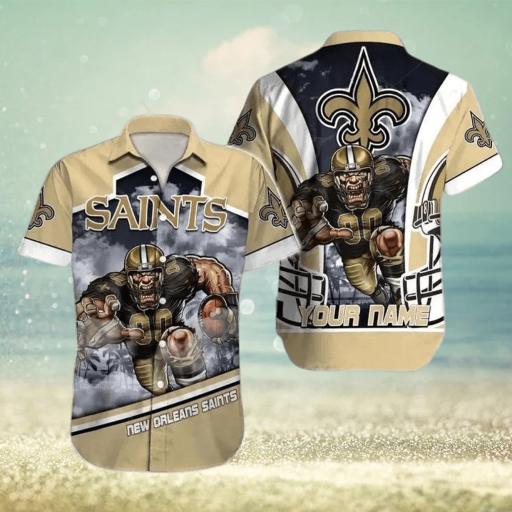 New Orleans Saints Hawaiian Shirt Nfl Football Custom Name Hawaiian Shirt Outfit - Limotees