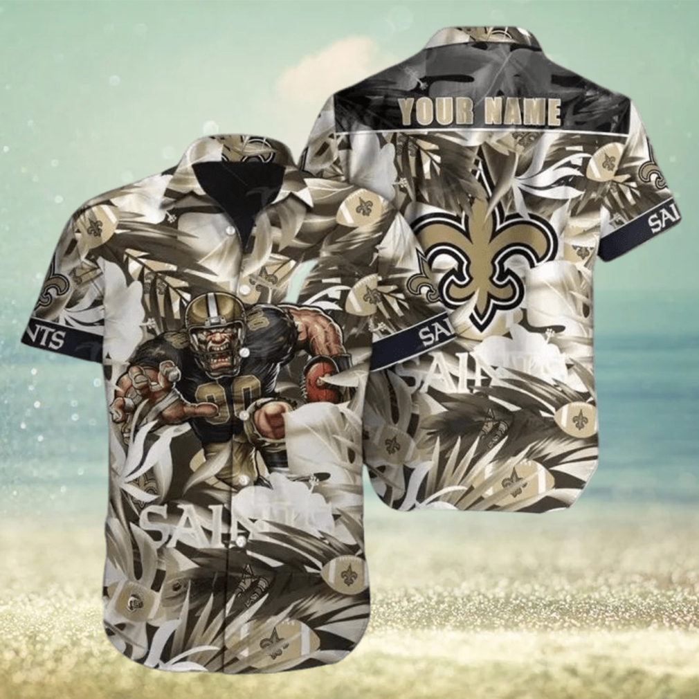 New Orleans Saints Hawaiian Shirt Nfl Football Print Custom Name Aloha For Mens Womens - Limotees