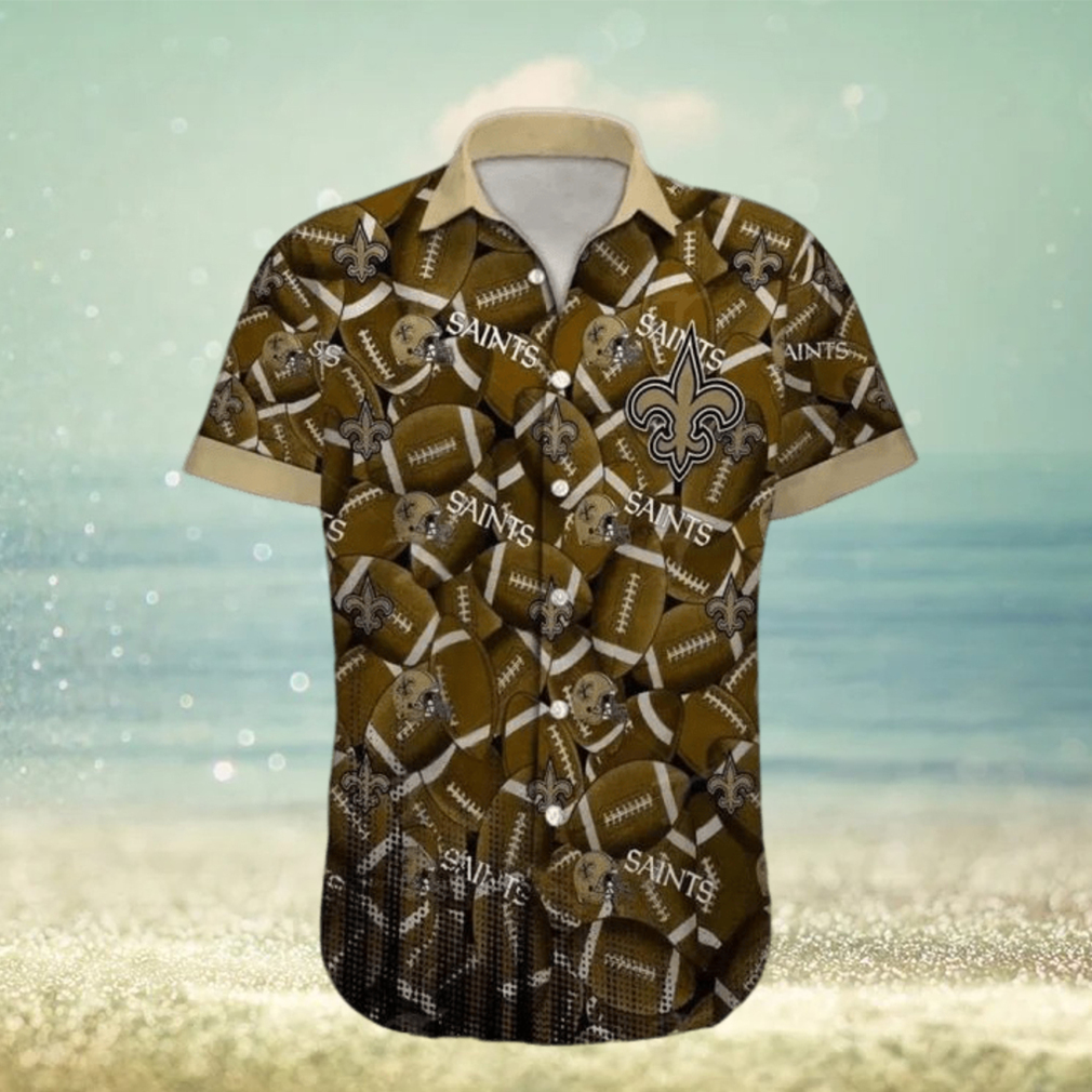 New Orleans Saints Hawaiian Shirt Nfl Football Print Custom Name Cheap - Limotees