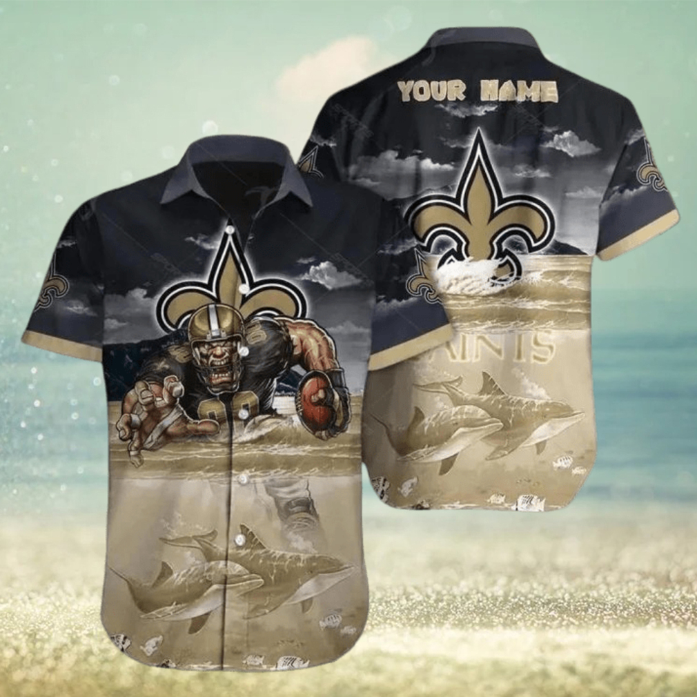 New Orleans Saints Hawaiian Shirt Nfl Football Print Custom Name Hawaiian Shirt For Men And Women - Limotees