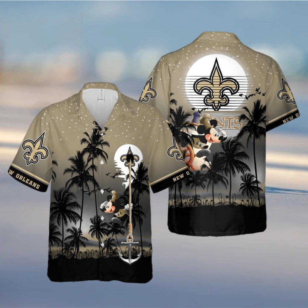 New Orleans Saints Mickey And Beach Night Hawaiian Shirt - Limotees