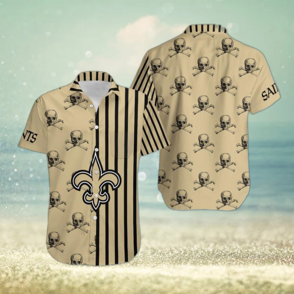 New Orleans Saints Stripes and Skull Danger Hawaiian Shirt Gift For Halloween - Limotees