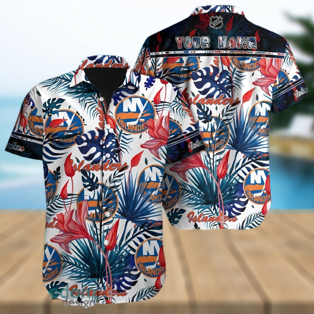 New York Islanders NHL Custom Name Tropical Flower Aloha Hawaiian Shirt - Limotees