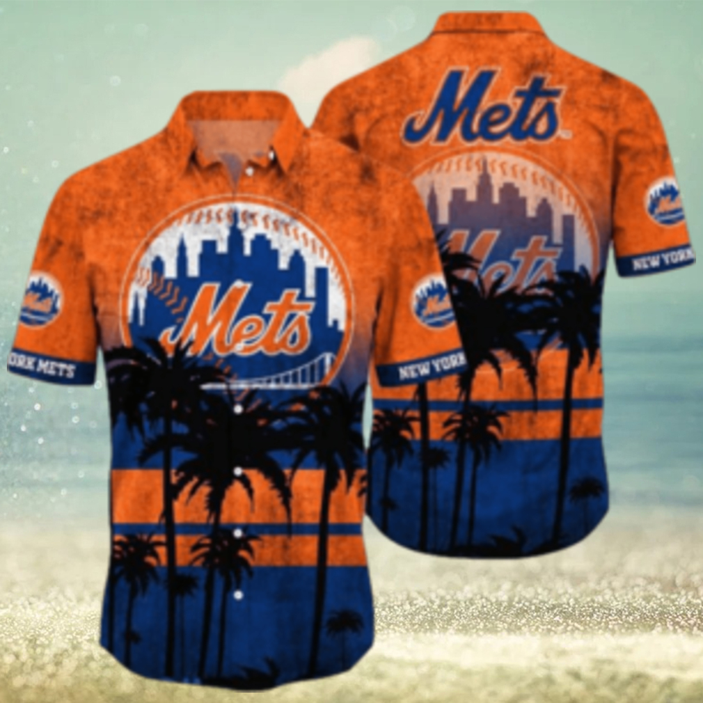 New York Mets MLB Logo Coconut Tropical Hawaiian Shirt Beach Gift For Fans - Limotees