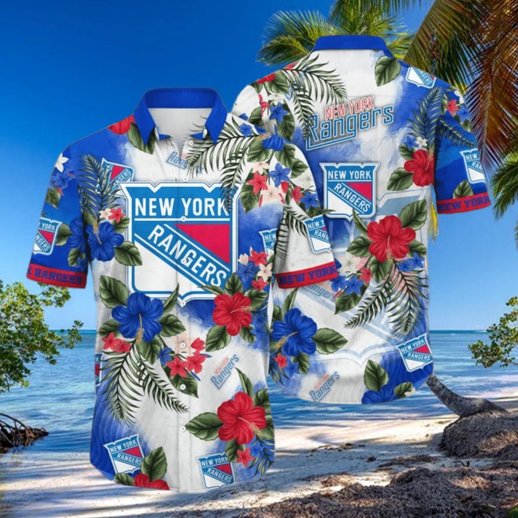 New York Rangers NHL Aloha Tropical Flower Hawaiian Shirt - Limotees