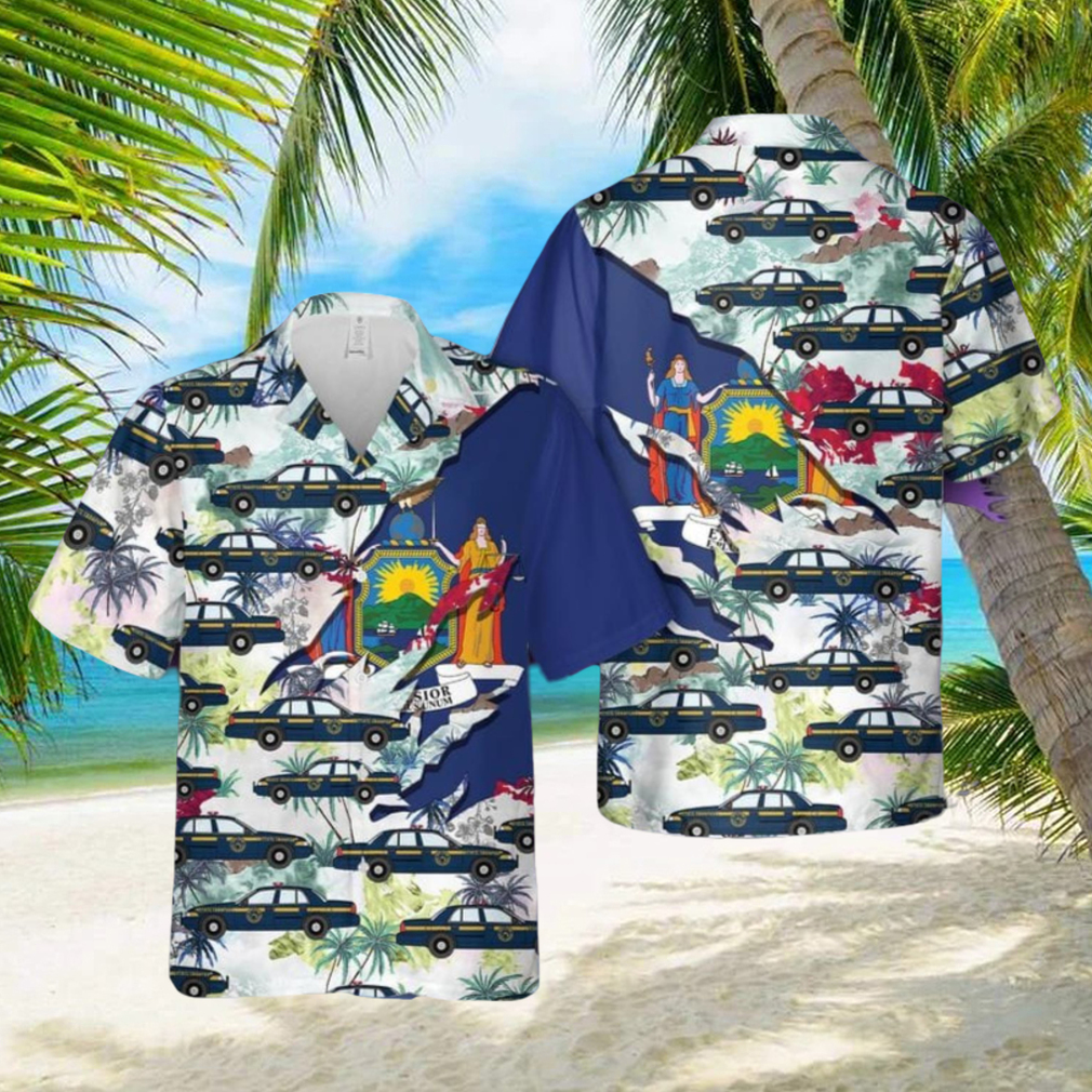 New York State Police Summer Beach Gift 3D Hawaiian Shirt - Limotees