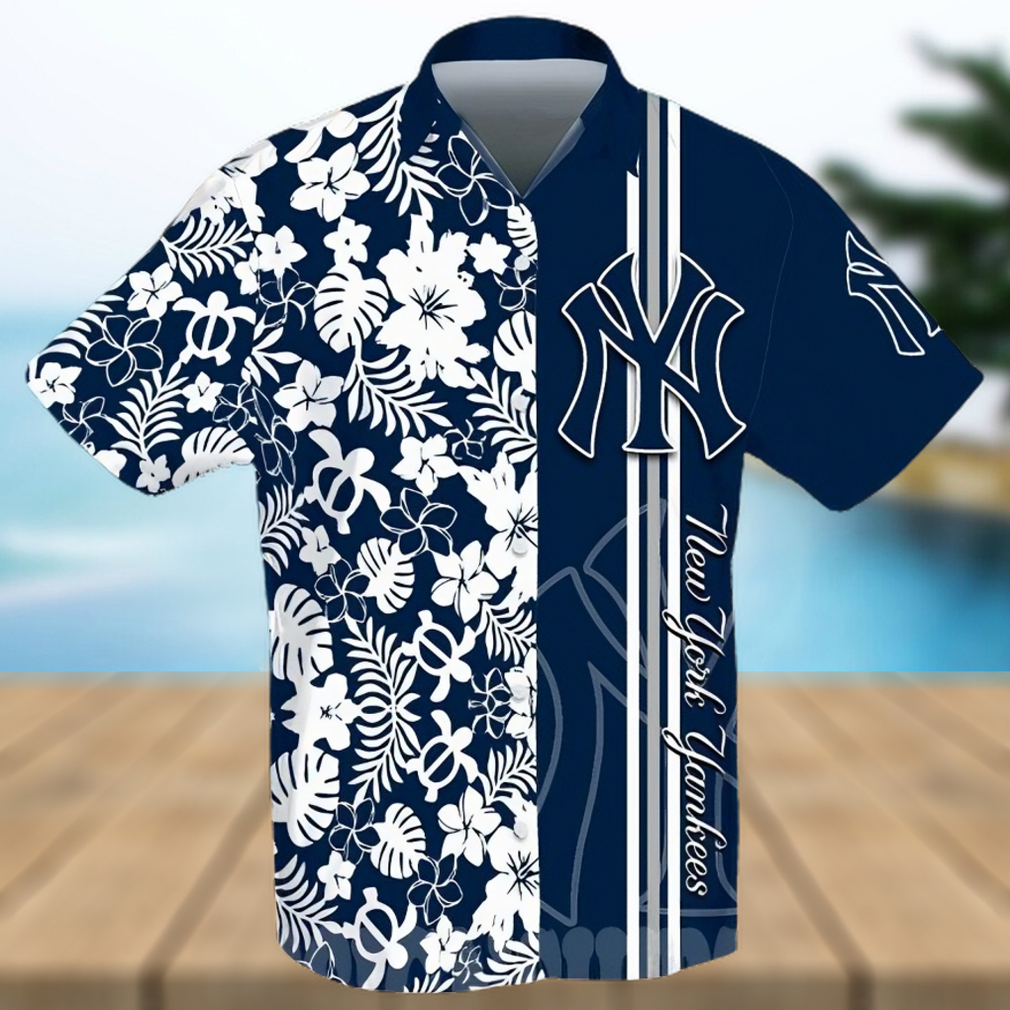 New York Yankees All Over Print Stripes Flowery Aloha Summer Beach