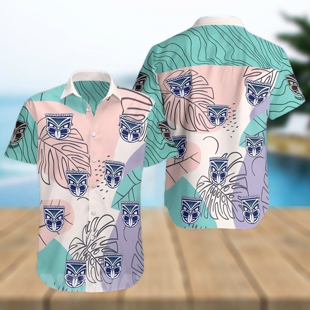 New Zeal And Warriors All Over Print Summer Short Sleeve Hawaiian Beach Shirt - Limotees