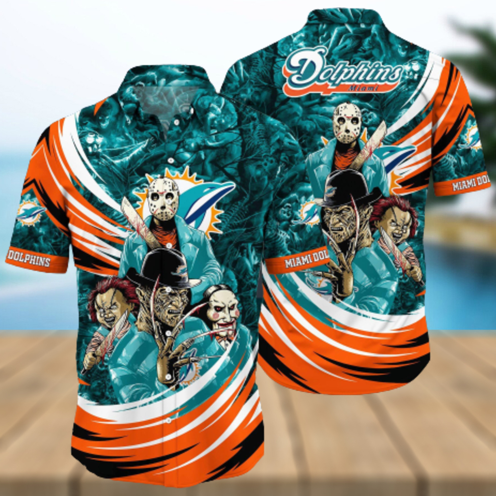 Nfl Miami Dolphins 3D Hawaiian Shirt Halloween Style Hot Men And Women For Fans - Limotees