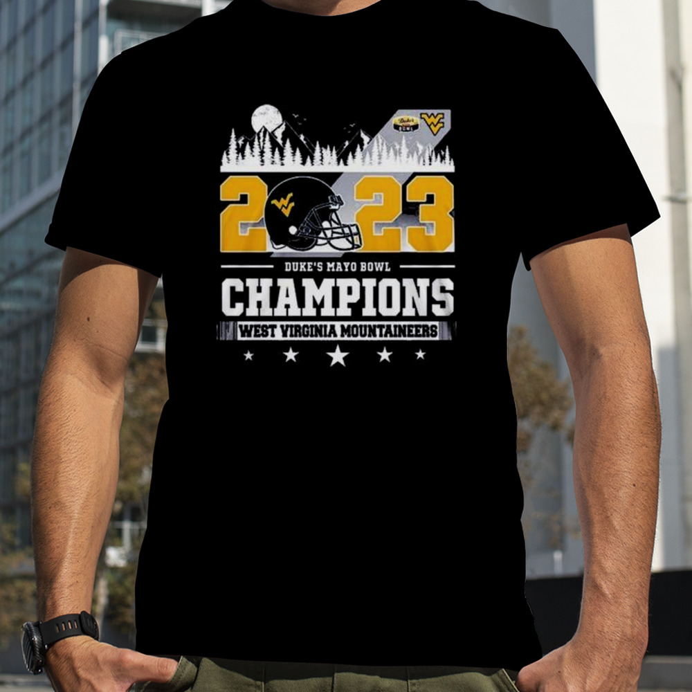 West Virginia Mountaineers Skyline 2023 Duke’s Mayo Bowl Champions Shirt