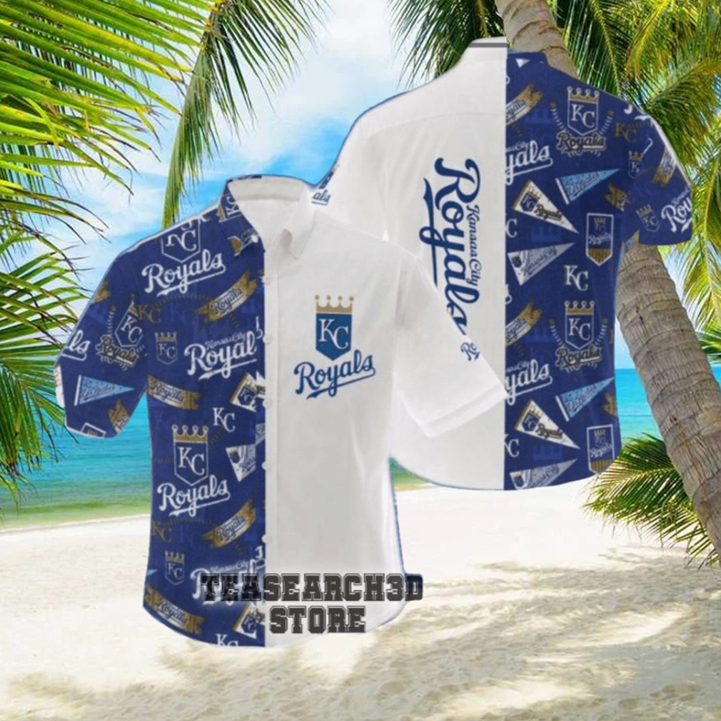 new mlb kansas city royals logo new gift for men and women color white hawaiian shirt - Limotees