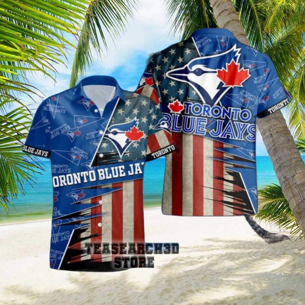 new toronto blue jays american flag logo vacation gift for men and women gift mlb hawaiian shirt - Limotees