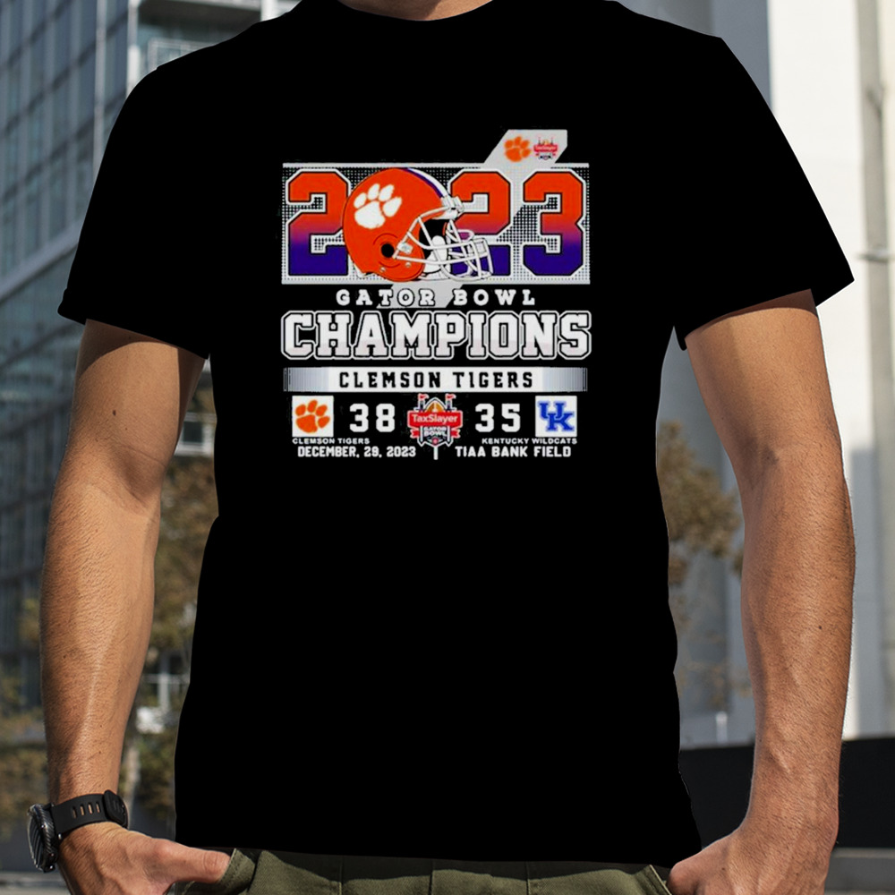 2023 gator bowl champions clemson tigers 38 35 kentucky wilDcats december 29 2023 tiaa bank field shirt