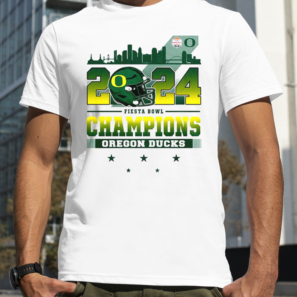 2024 Fiesta Bowl Champions Oregon Ducks Helmet Shirt