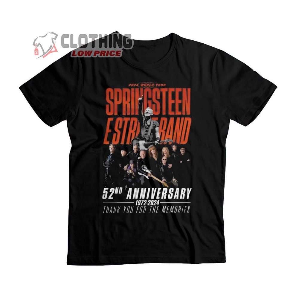 2024 World Tour Bruce Springsteen E Street Band 52nd Anniversary 1972 - 2024 Thank You For The Memories T-Shirt