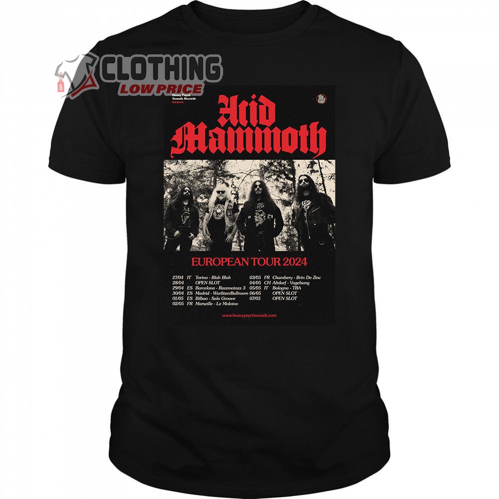 Acid Mammoth European 2024 Tour Merch, Acid Mammoth Tour 2024 Shirt, Acid Mammoth Concerts 2024 T-Shirt