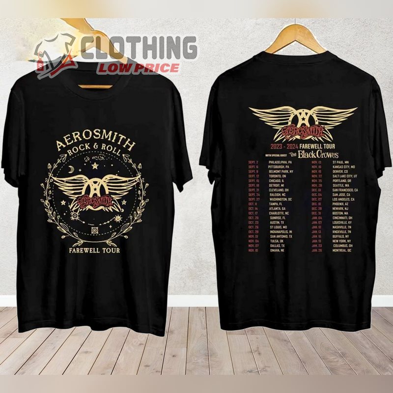 Aerosmith Tour 2024 Shirt, Aerosmith 2023 - 2024 Peace Out Farewell Tour With The Black Crowes Tour Shirt, Aerosmith Band Fan Shirt, Aerosmith 2023 Concert Shirt