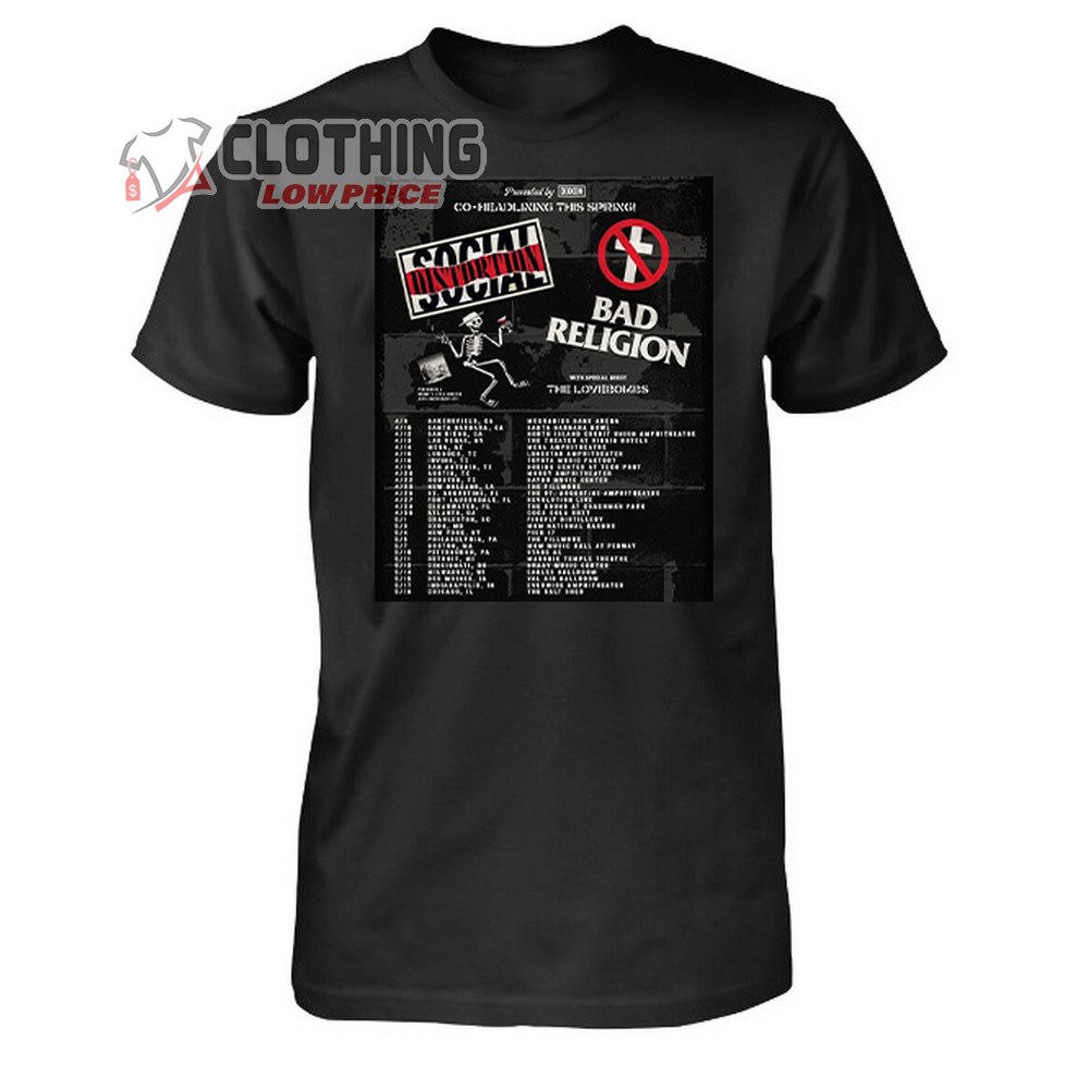 Bad Religion And Social Distortion Merch, Bad Religion And Social Distortion Tour Dates 2024 T-Shirt