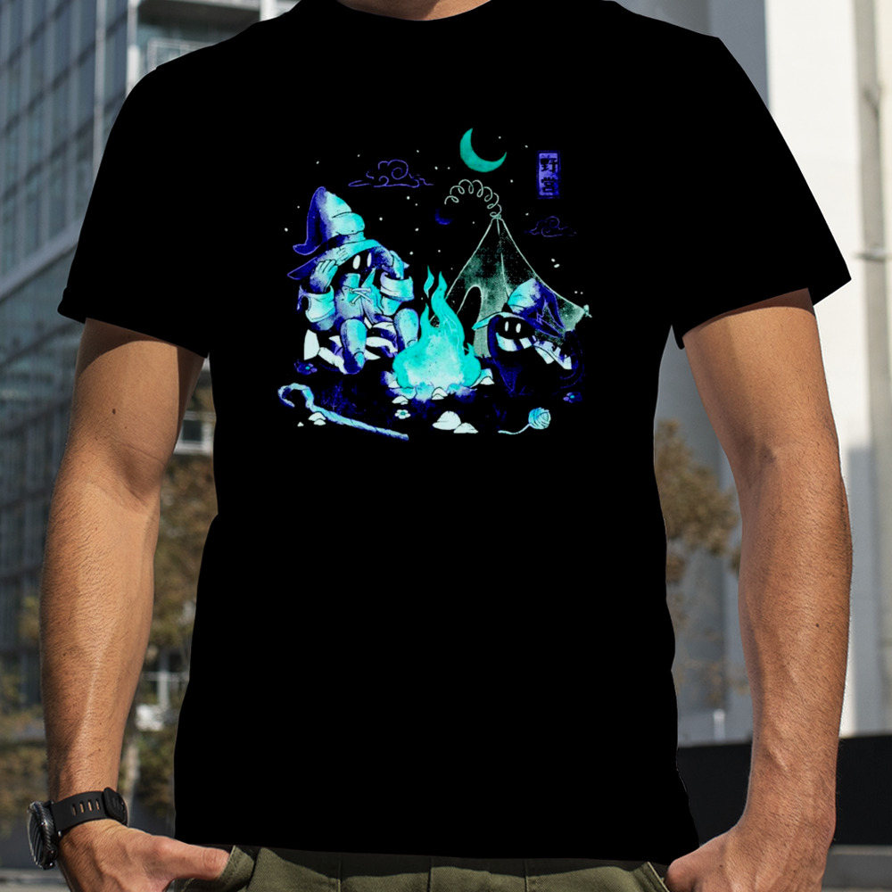 Black cat cozy campfire mage shirt