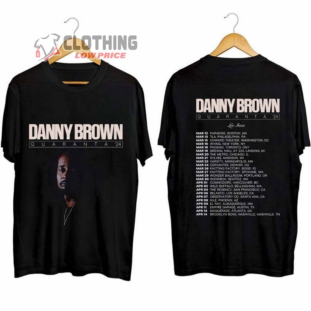 Danny Brown Quaranta Tour 2024 Merch, Danny Brown Concert 2024 Shirt, Quaranta Tour 2024 T-Shirt