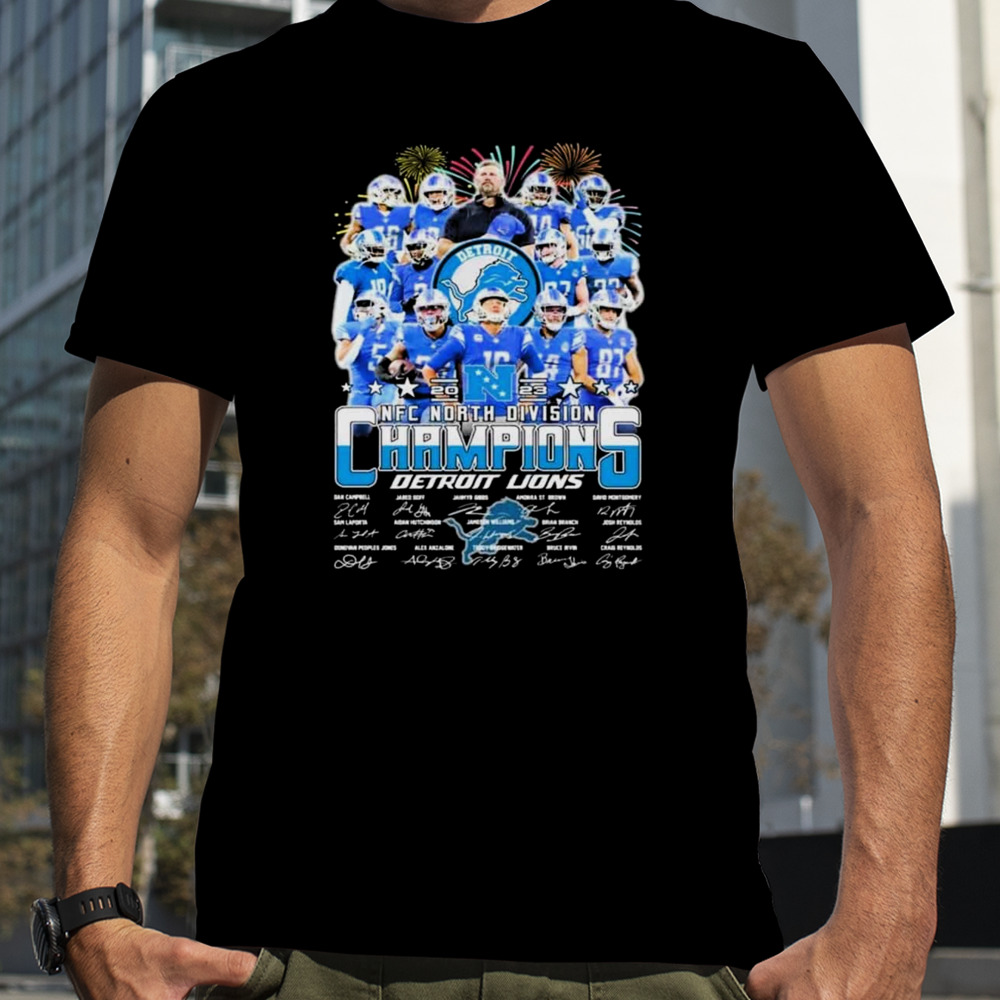 Detroit Lions NFC North Champions 2023 Signatures T-Shirt