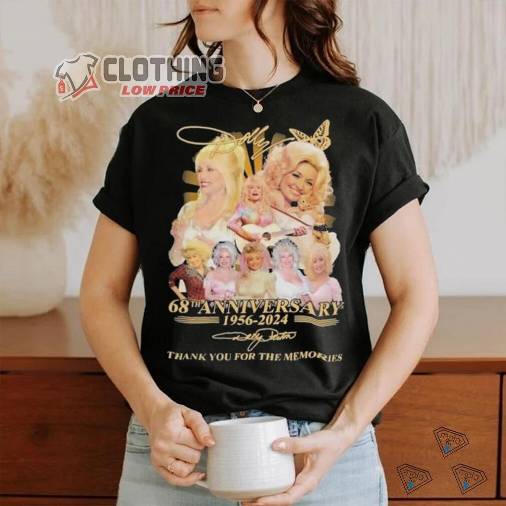 Dolly Parton 68th Anniversary 1956-2024 Thank You For The Memories Signatures T-Shirt