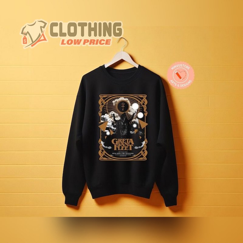 Greta Van Fleet Sweatshirt, Greta Van Fleet Merch, Greta Van Fleet Led Zeppelin Cover Sweatshirt, Greta Van Fleet Albums Merch