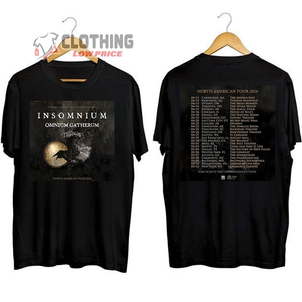 Insomnium Tour Dates 2024 Merch, Insomnium Omnium Gatherum Shirt, Insomnium Omnium Gatherum 2024 North American Tour Poster T-Shirt