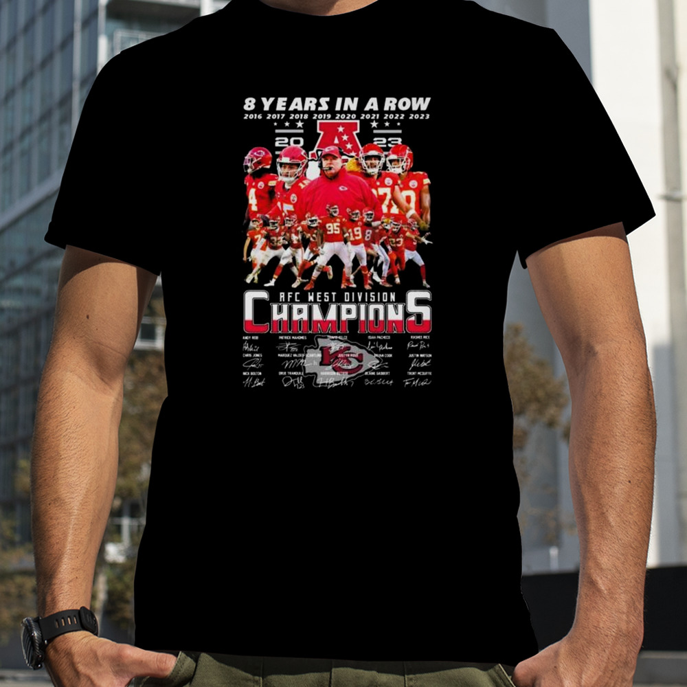 Kansas City Chiefs 8 years In A Row 2016-2023 AFC West Division Champions Signatures Shirt