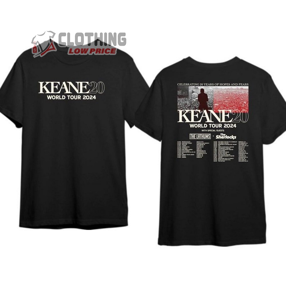 Keane World Tour 2024 Merch, Keane 20 Tour Dates 2024 Shirt, Celebrating 20 Years Of Hopes And Fears, Keane Tour 2024 Ticketmaster T-Shirt