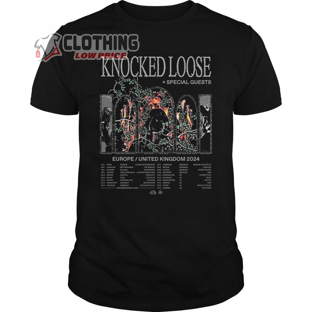 Knocked Loose Tour 2024 Merch, Knocked Loose Europe And UK Tour 2024 Shirt, Knocked Loose Setlist Tour 2024 T-Shirt