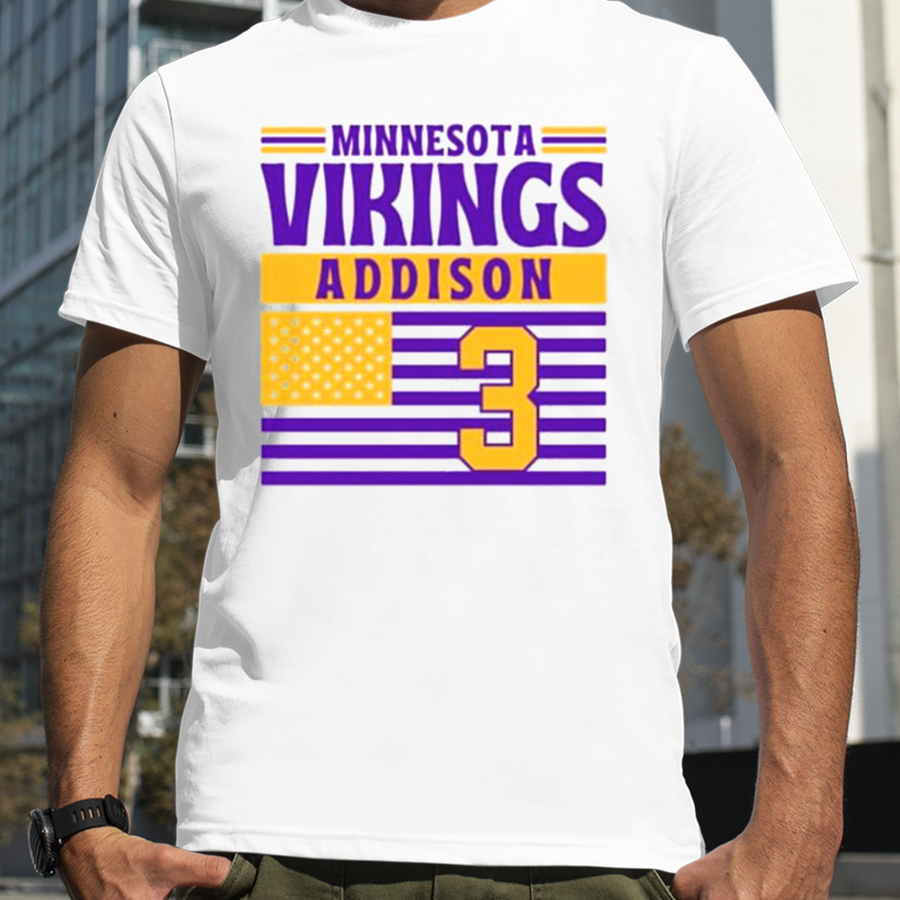 Minnesota Vikings Addison 3 American Flag Football T-Shirt