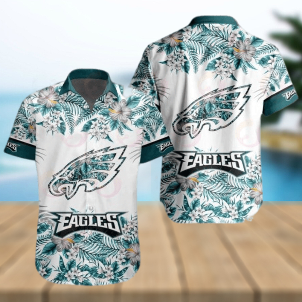 NFL Philadelphia Eagles Special Hawaiian Design With Flowers And Big Logo Button Shirt - Limotees