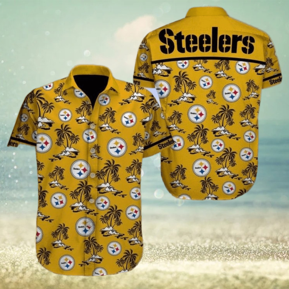 NFL Pittsburgh Steelers Football Hawaiian Graphic Print Short Sleeve Hawaiian Shirt - Limotees